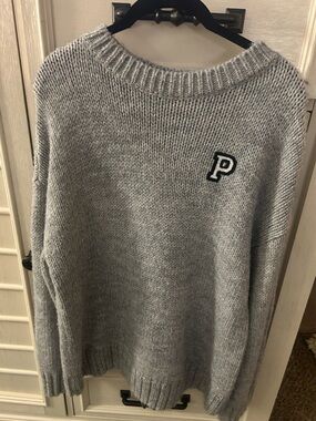 Victorias Secret PINK Campus Oversized  Pullover Sweater grey NWOT